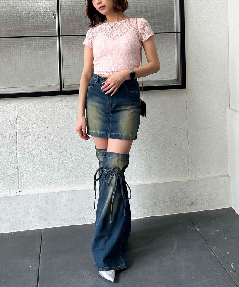 2WAYリボンレーストップス 詳細画像 ピンク 2