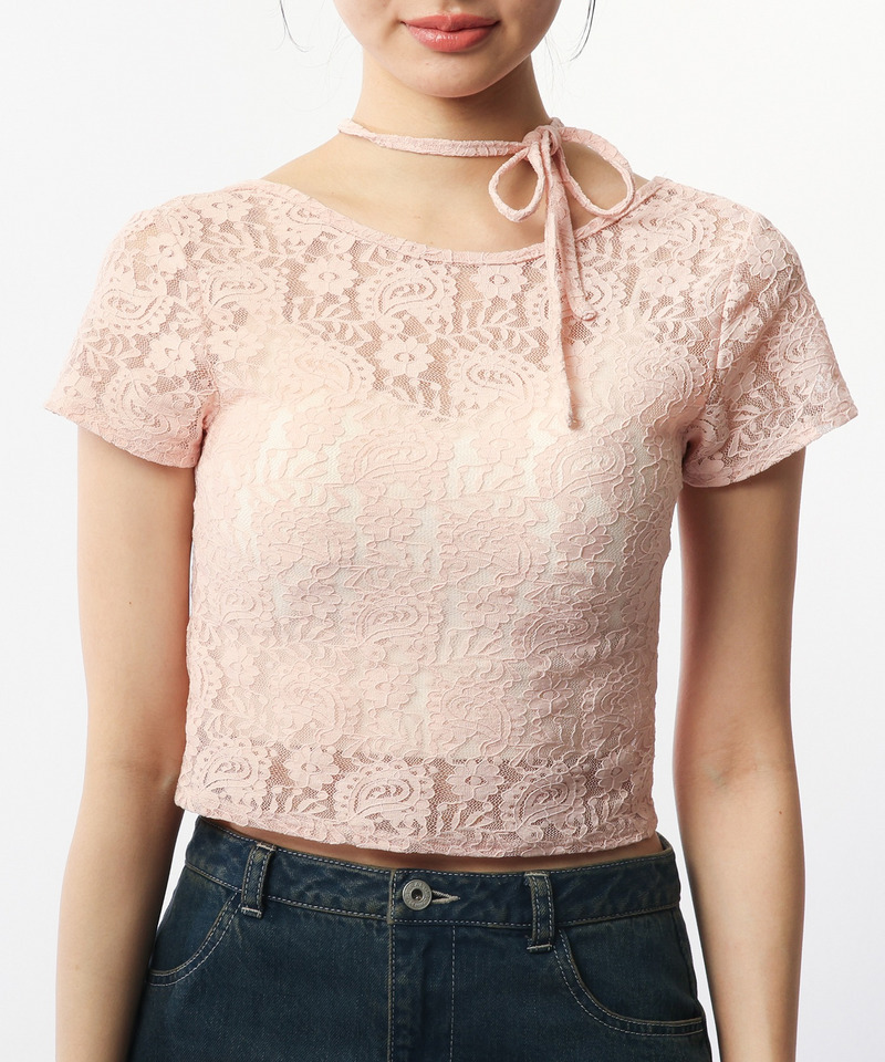 2WAYリボンレーストップス 詳細画像 ピンク 4