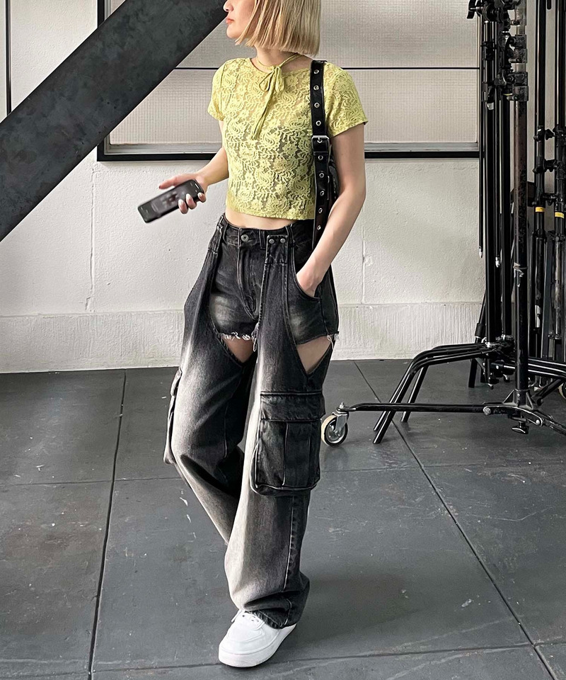 2WAYリボンレーストップス 詳細画像 グリーン 2