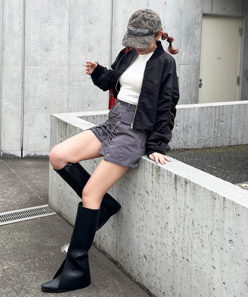 ラップ付きレースアップショートパンツ 詳細画像 グレー 6