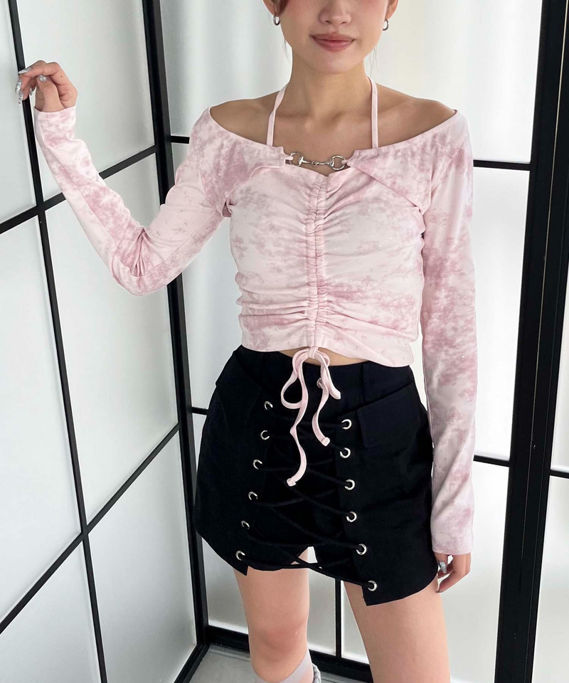 ラップ付きレースアップショートパンツ 詳細画像 ブラック 10