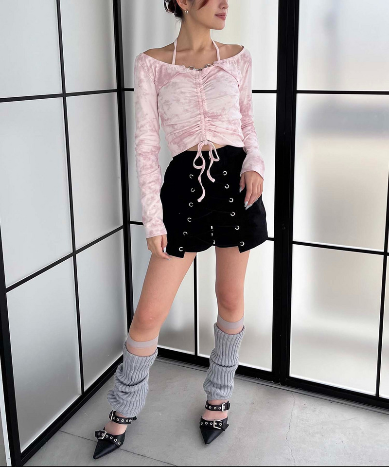 ラップ付きレースアップショートパンツ 詳細画像 ブラック 9