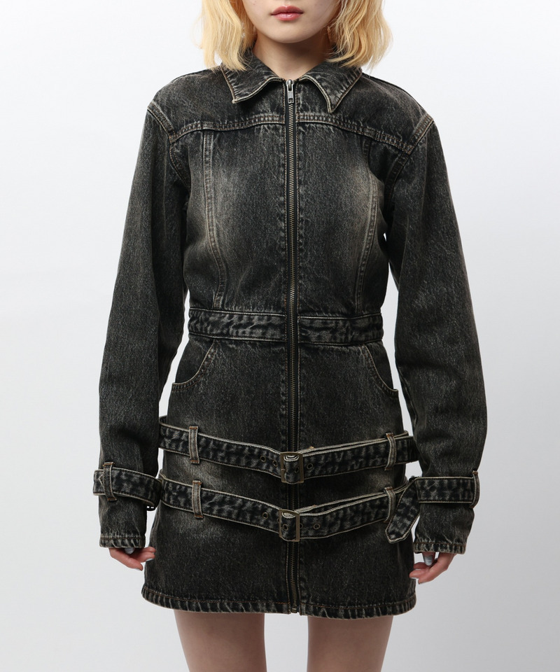ベルトデザインデニムワンピース 詳細画像 ブラックデニム 4