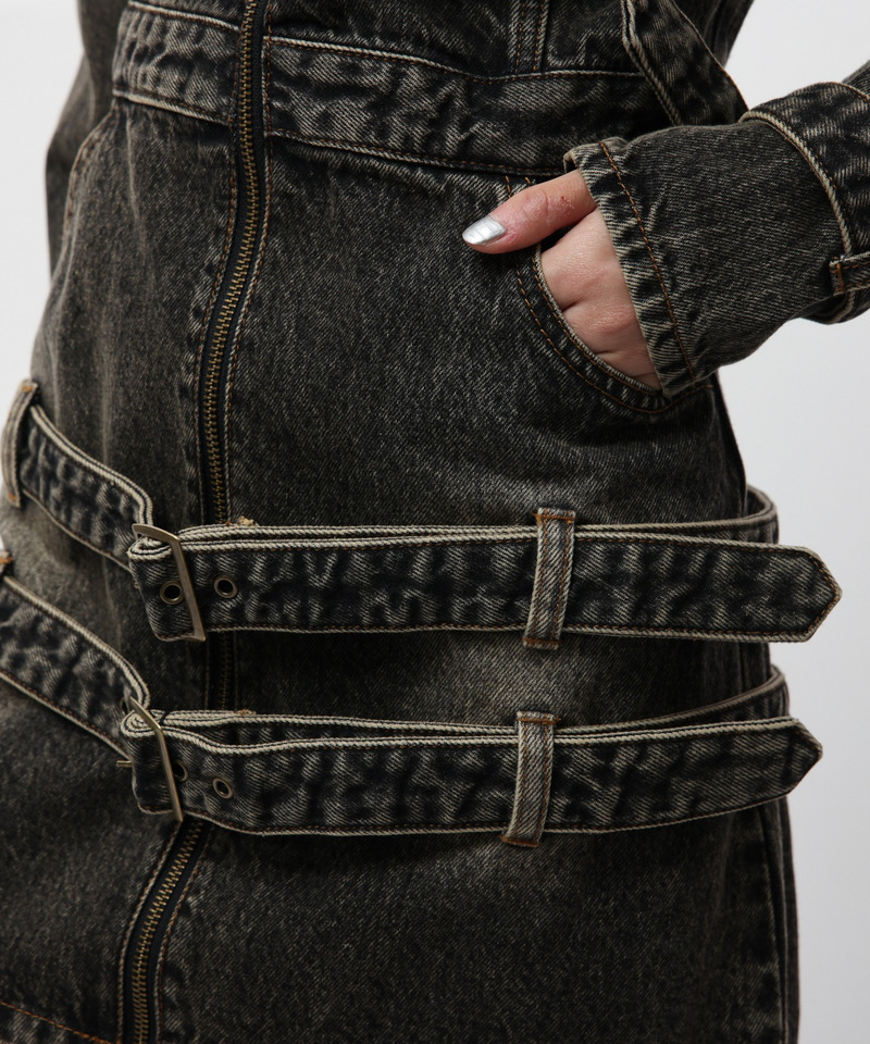 ベルトデザインデニムワンピース 詳細画像 ブラックデニム 7