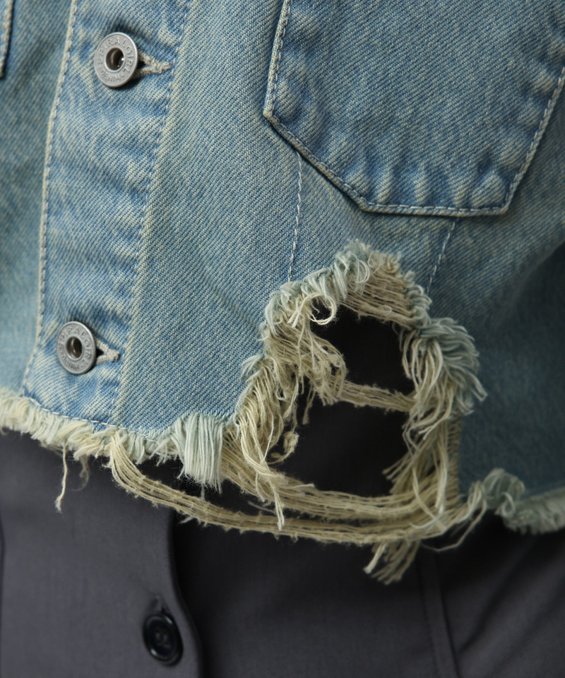 クラッシュデニムショートジャケット 詳細画像 デニムブルー 8