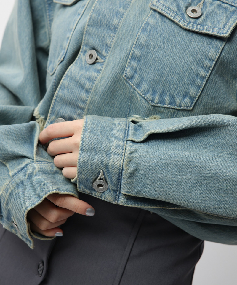 クラッシュデニムショートジャケット 詳細画像 デニムブルー 9