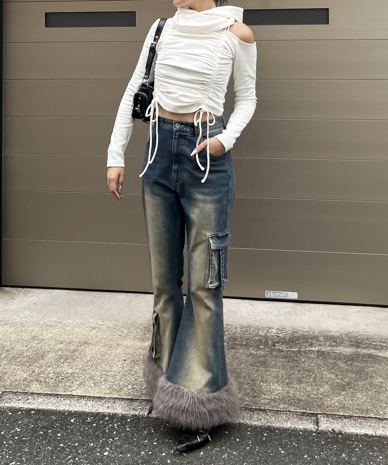ファーデニムパンツ 詳細画像 デニムブルー 2