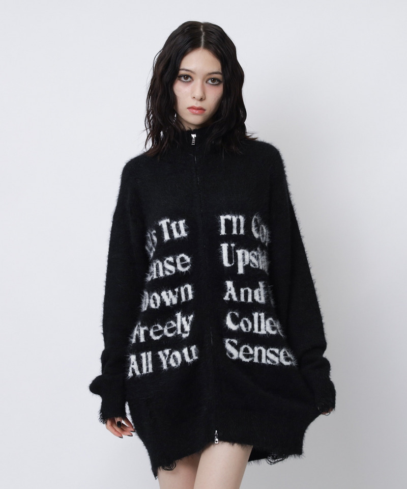 ロゴシャギーZIPニット 詳細画像 ブラック 8