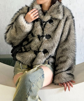 ファーダッフルショートコート
