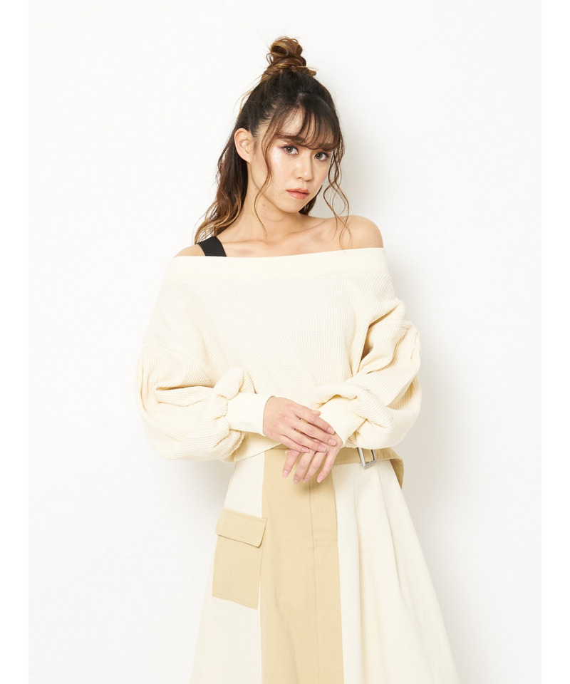 オフショルダー2Wayサーマルトップス 詳細画像 オフホワイト 1