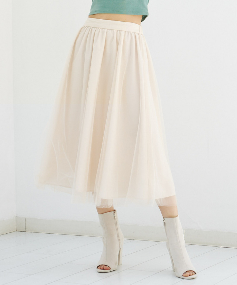 チュール重ねスカート 詳細画像 ベージュ 1