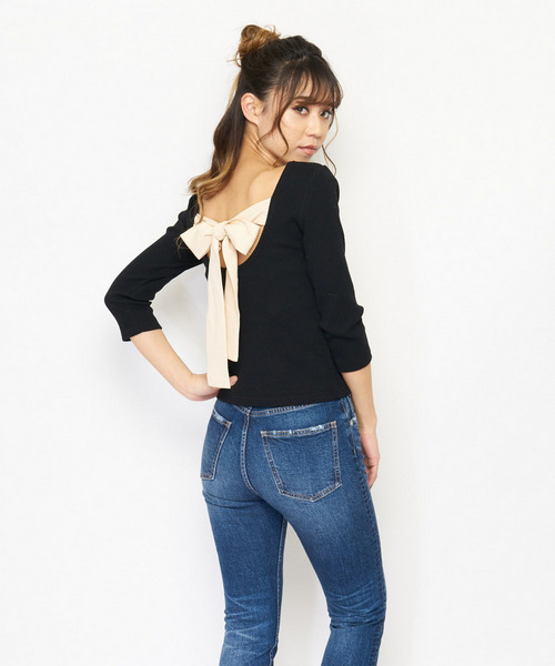 バックリボンカットトップス 詳細画像