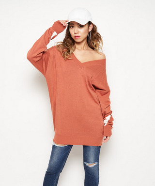 ラインニットトップス