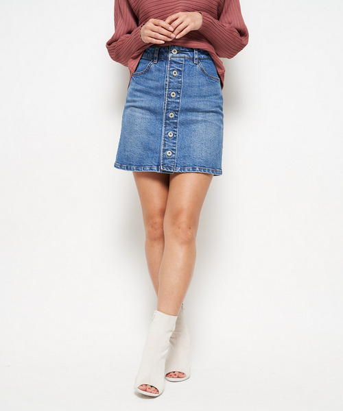 バイカラーステッチミニスカート 詳細画像