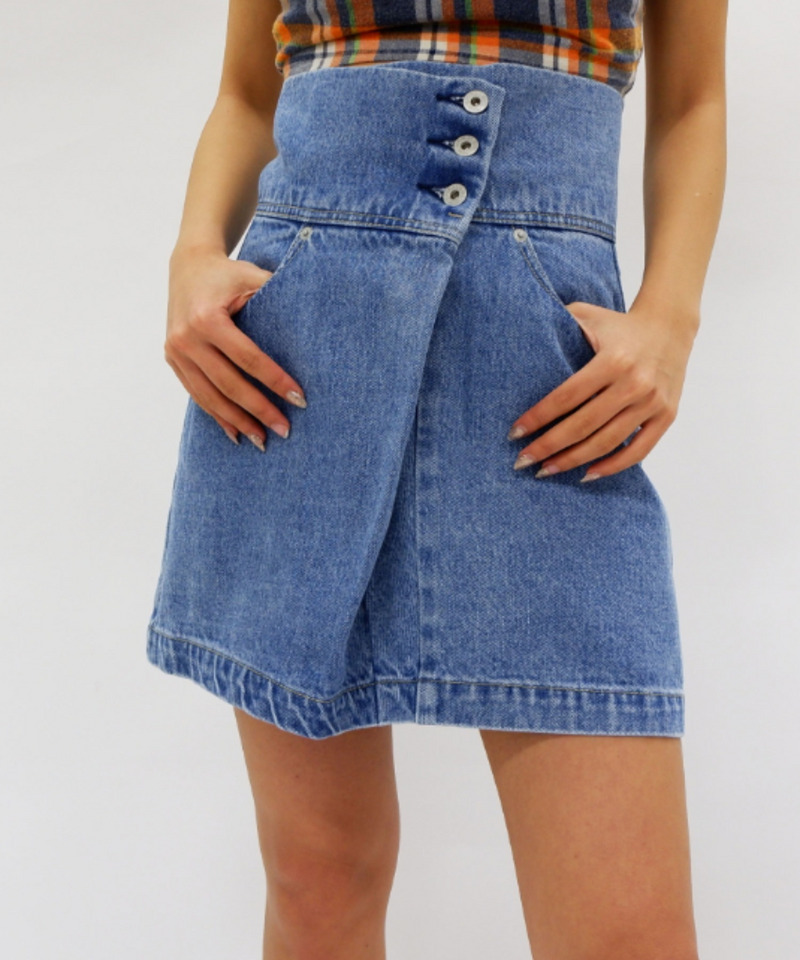 アシンメトリーデニムミニスカート 詳細画像 デニムブルー 1