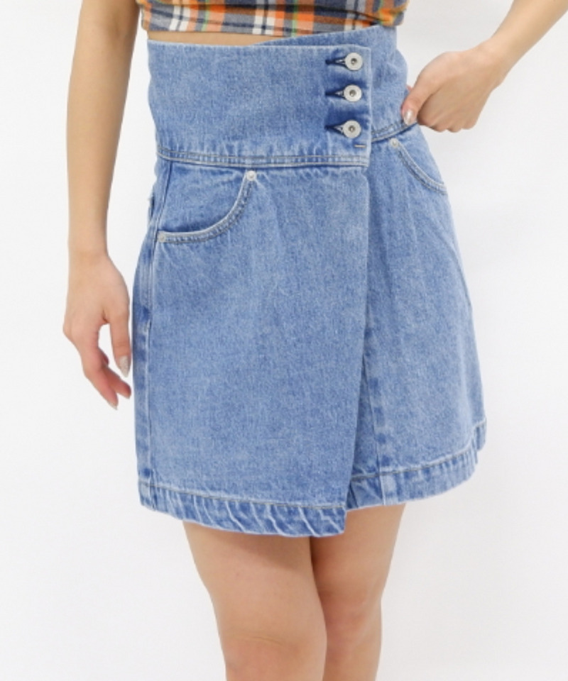 アシンメトリーデニムミニスカート 詳細画像 デニムブルー 2