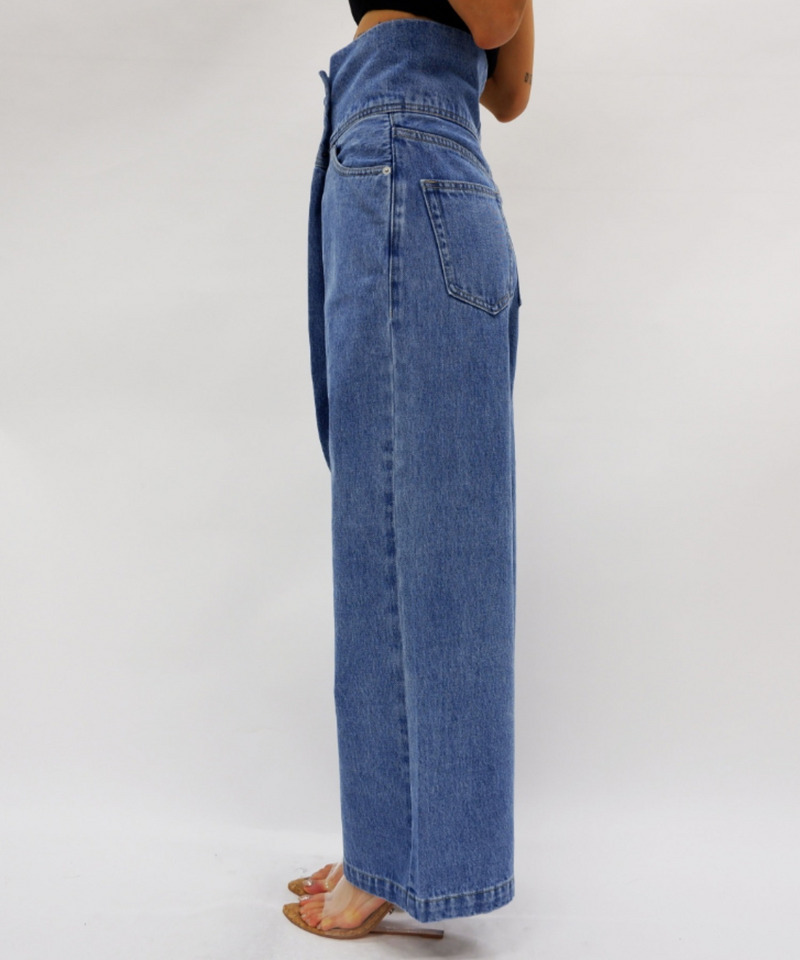 アシンメトリーデニムワイドパンツ 詳細画像 デニムブルー 3