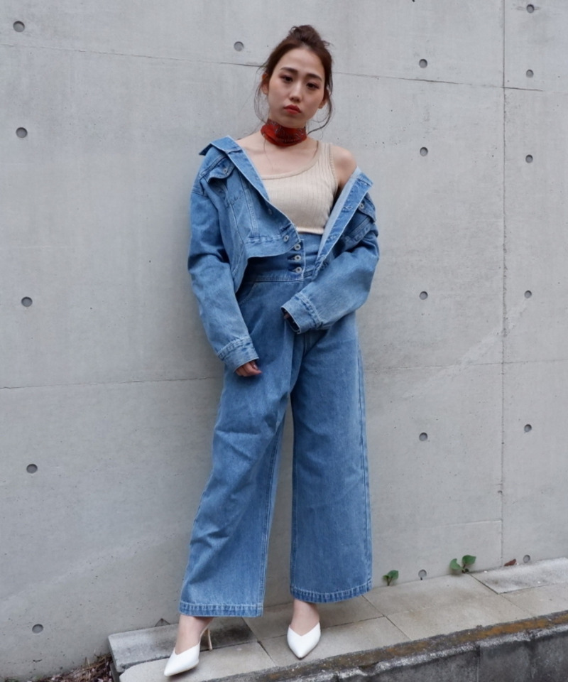 アシンメトリーデニムワイドパンツ 詳細画像 デニムブルー 4