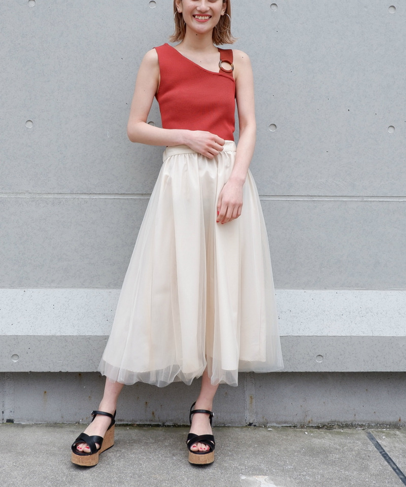 アシンメトリーノースリーブニットトップス 詳細画像 イエロー 2