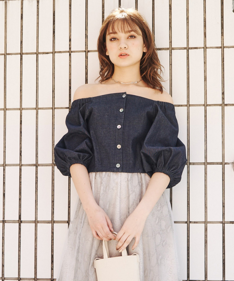 パフスリーブ2Wayトップス 詳細画像 デニムブルー 1