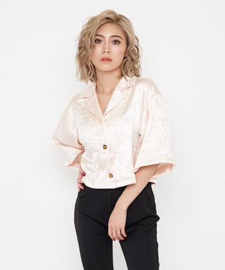 ワッシャーサテンちびシャツジャケット