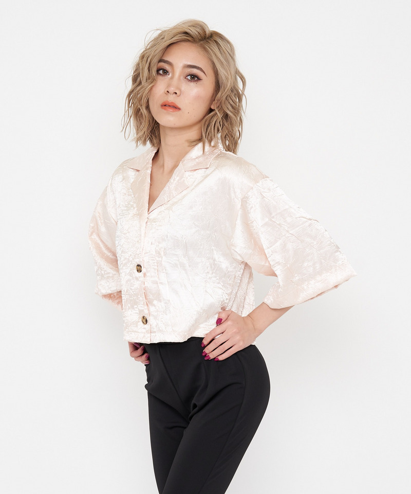 ワッシャーサテンちびシャツジャケット 詳細画像 オフホワイト 2