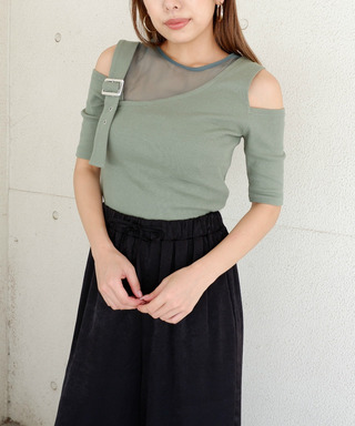 アシンメトリーシースルートップス