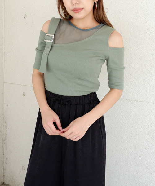 アシンメトリーシースルートップス 詳細画像