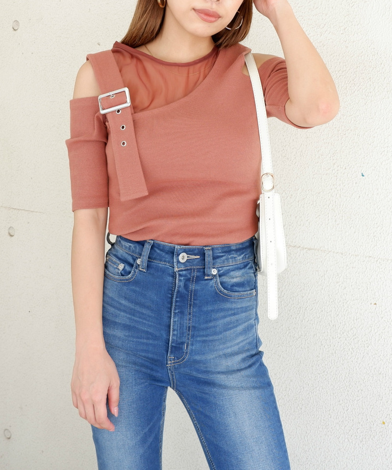 アシンメトリーシースルートップス 詳細画像 ブラウン 1