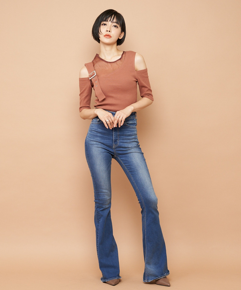 アシンメトリーシースルートップス 詳細画像 ブラウン 3