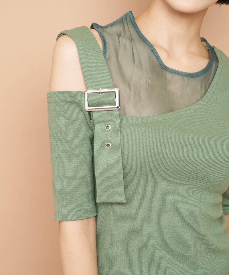 アシンメトリーシースルートップス 詳細画像 グリーン 5