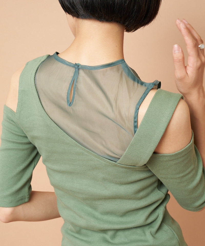 アシンメトリーシースルートップス 詳細画像 グリーン 6