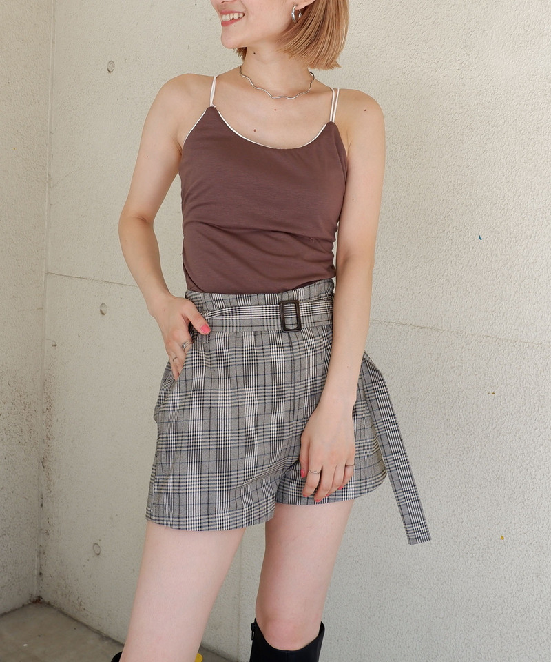 バックライン配色キャミソール 詳細画像 ブラウン 1