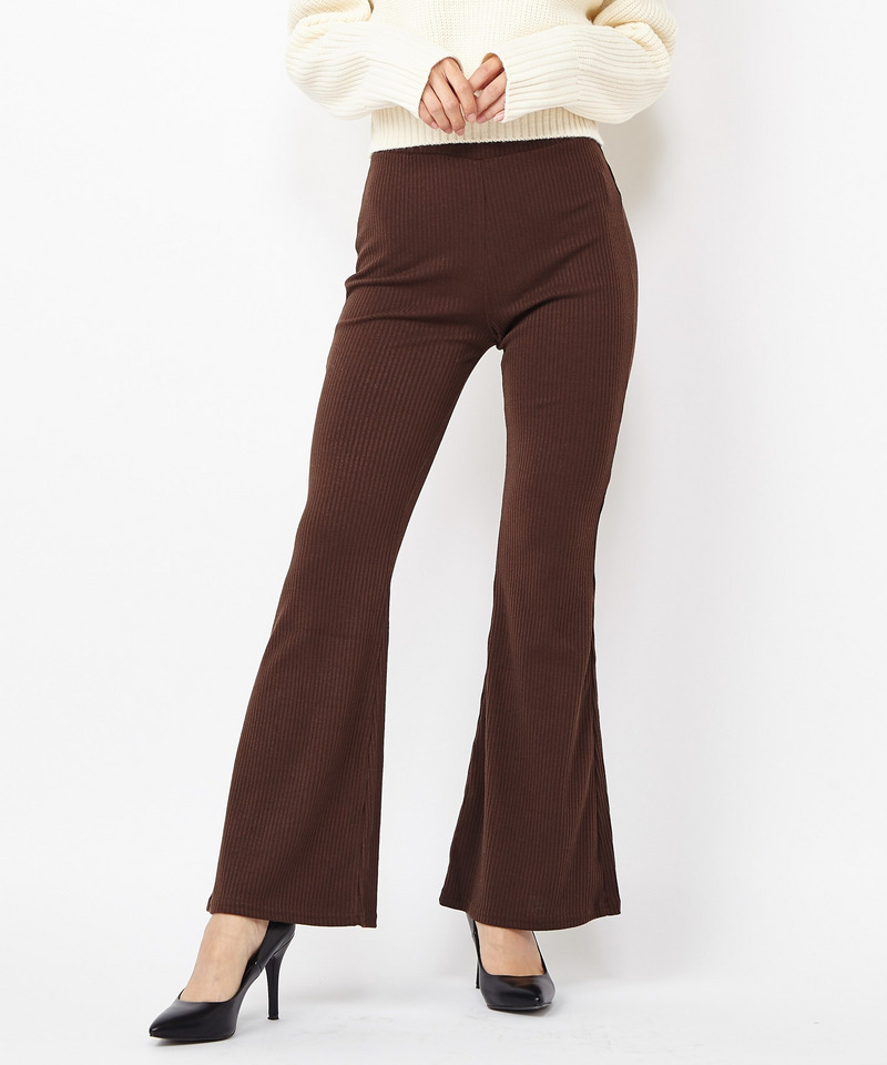 リブフレアパンツ 詳細画像 ブラウン 1
