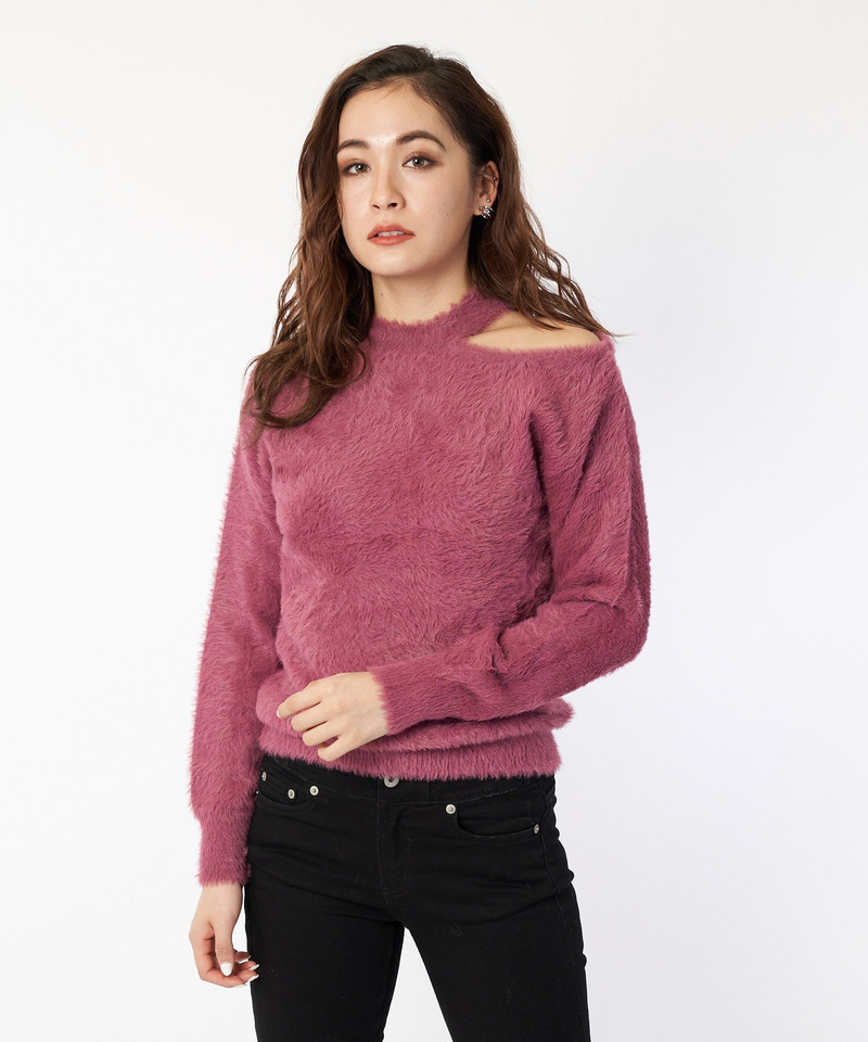 ワンショルダーシャギートップス 詳細画像 ピンク 3