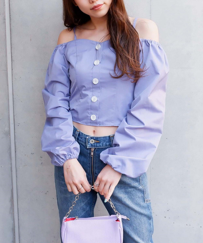 コットンベリーブラウス 詳細画像 パープル 1