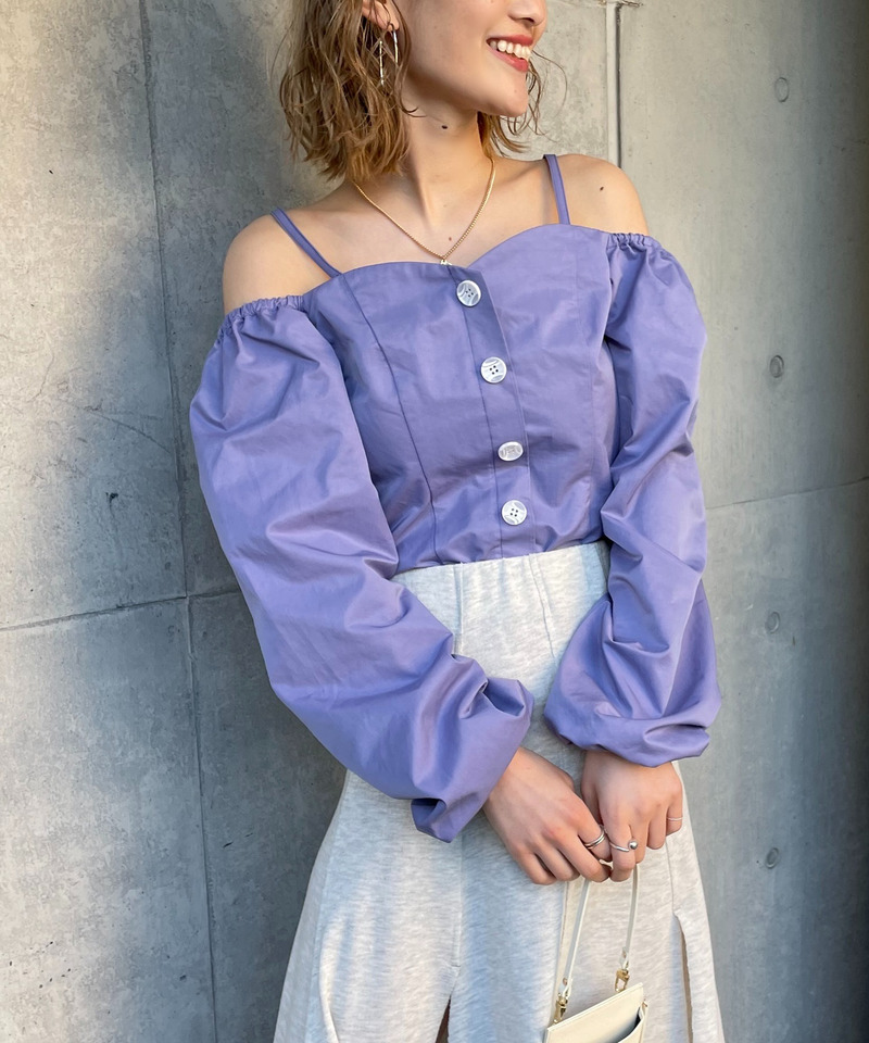コットンベリーブラウス 詳細画像 パープル 3