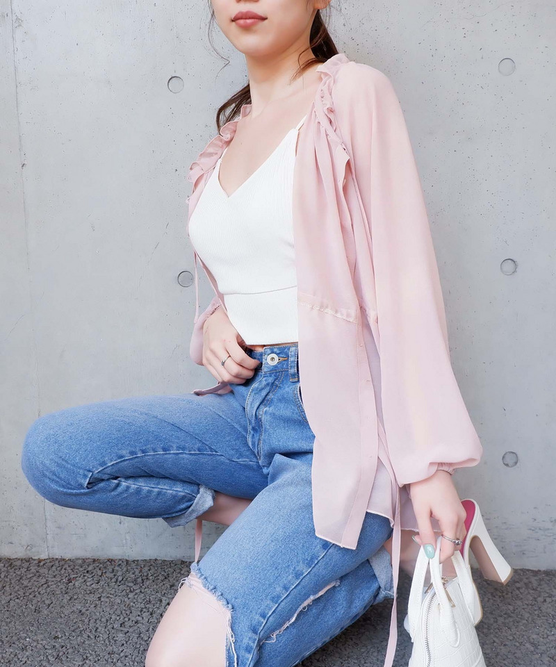 フリルカラーブラウス 詳細画像 ピンク 4