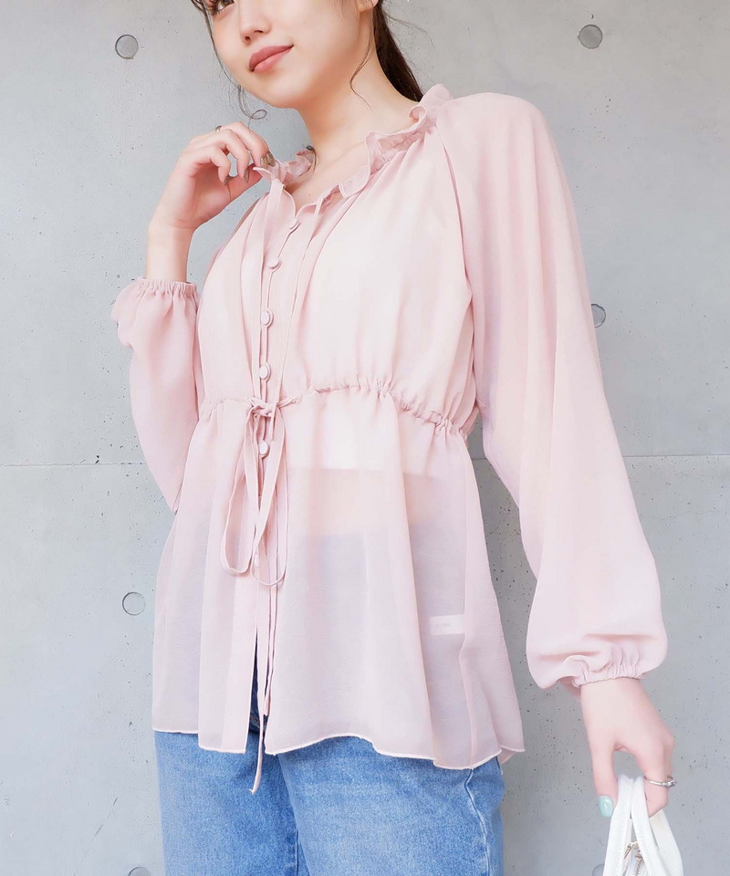 フリルカラーブラウス 詳細画像 ピンク 5