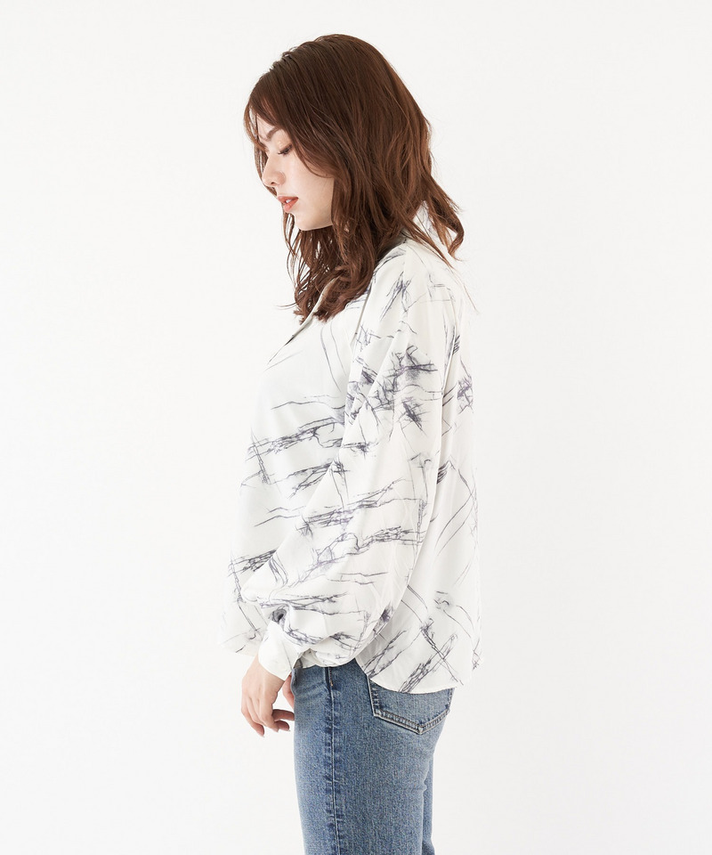マーブルパターン柄ブラウス 詳細画像 オフホワイト系 3