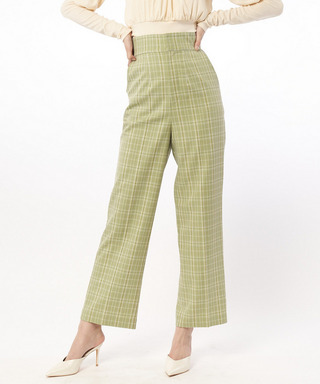 チェック柄ストレートパンツ