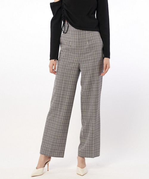 チェック柄ストレートパンツ 詳細画像