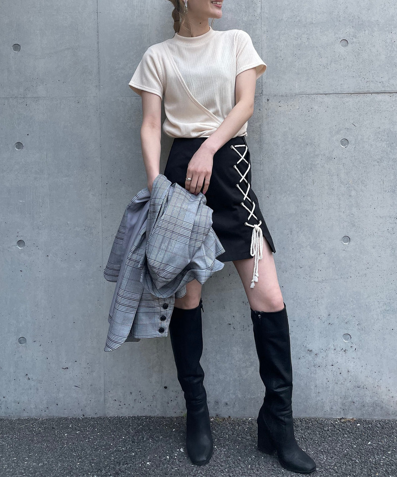 レースアップミニスカート 詳細画像 ブラック 2