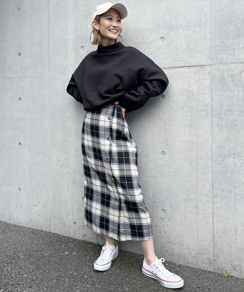 ウエストリボンチェック柄スカート 詳細画像 ブラック系 3