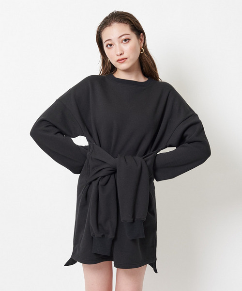 ウエスト巻裏起毛ミニワンピース 詳細画像