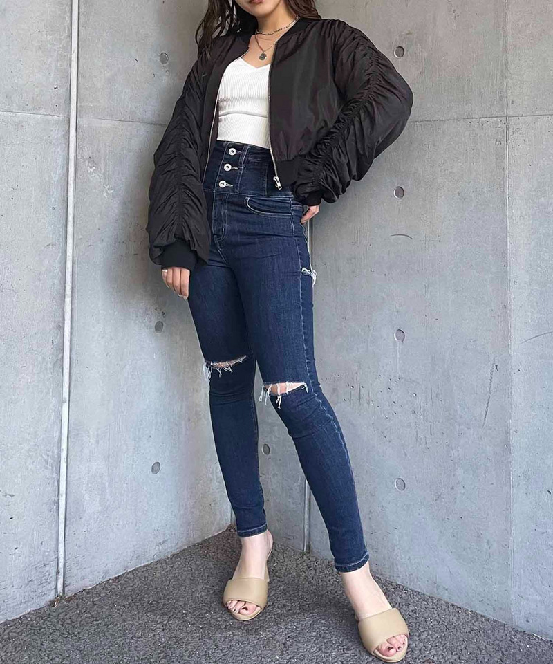 袖ギャザーコンパクトMA-1 詳細画像 ブラック 2