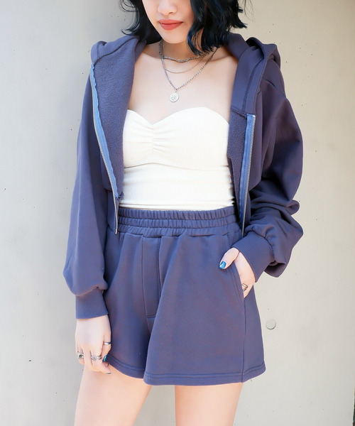 コンパクトスウェットZIPパーカー&times;スウェットショートパンツ 詳細画像