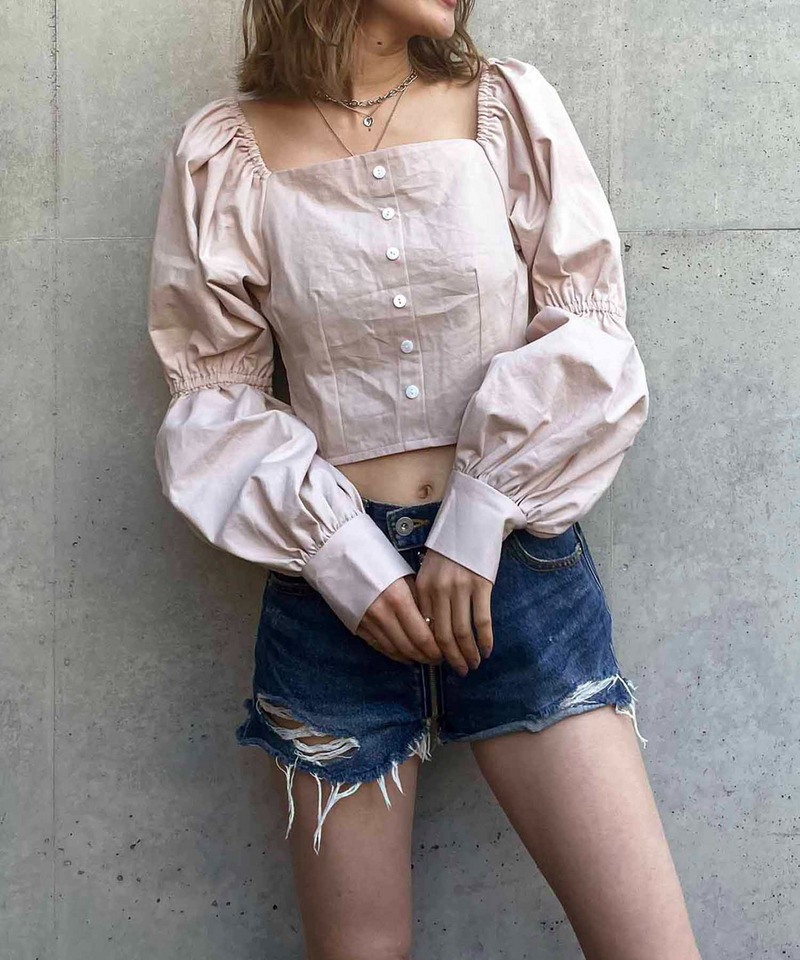 ダブルパフスリーブブラウス 詳細画像 ベージュ 1