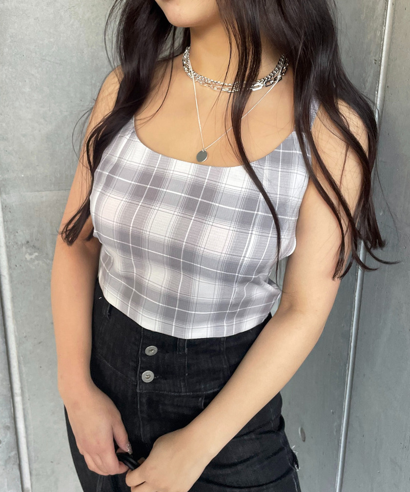 チェック柄キャミソール 詳細画像 オフホワイト系 1