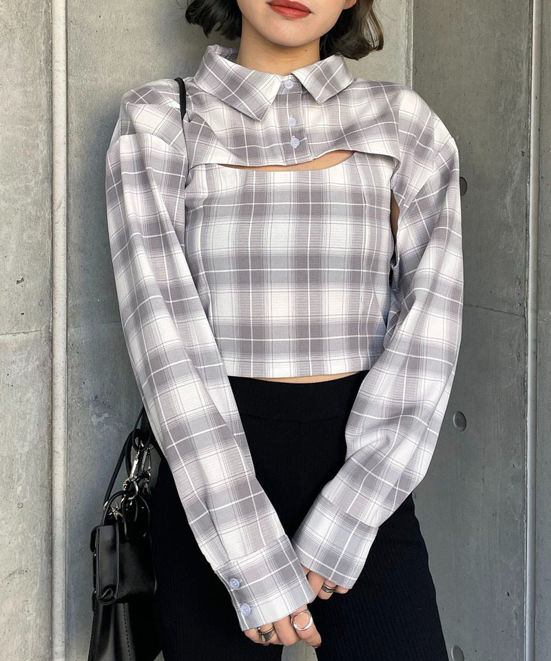 チェック柄キャミソール 詳細画像 オフホワイト系 4